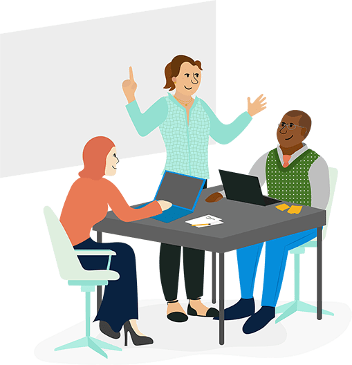 Office employees collaborating together